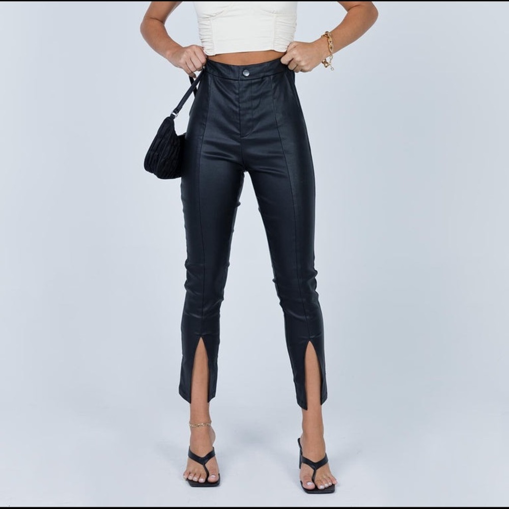 RYAN PANTS US 6 leather skinny pants with slit, Princess Polly